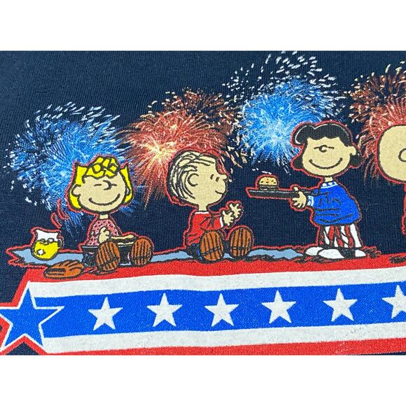 Peanuts Fourth of July Independence Day Navy Blue T-shirt Size Large - Picture 8 of 10